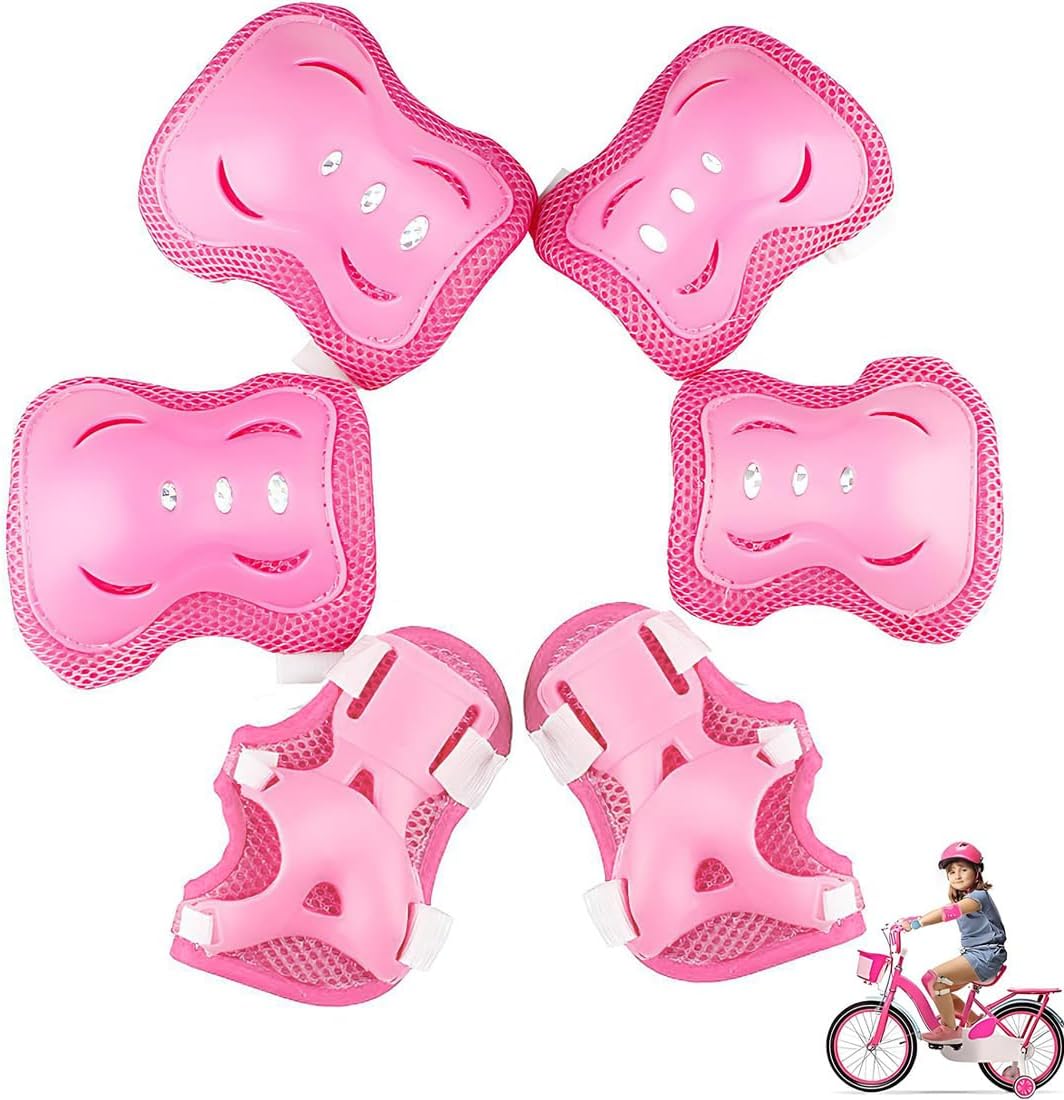 UIEXAY Equipo De Protección Infantil 6 Piezas, Protecciones Patines Niña Incluye Casco Rodilleras Coderas Y Muñequeras para Ciclismo Monopatín Patinaje Y Otros Deportes, Protecciones Patines