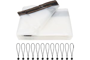 Luabue 2M X 4M Clear Tarpaulin Waterproof Heavy Duty Large Transparent Tarpaulin Sheet with Eyelets Plastic Tarp Cover with 12Pcs Bungees Ball Cord for Greenhouse Garden Outdoor Furniture Chicken Shed