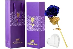 TINYOUTH Vergoldete Rose 24 Karat, Blau Golden Forever Rosen mit Geschenkbox & Ständer für Geburtstag Freundin Muttertag Hochzeit Weihnachten Jahrestag Erntedankfest