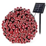Qedertek Décoration Lumineuse Halloween Guirlande Extérieure Solaire Rouge 22m 200 LED 8 Modes d'éclairage pour Deco Soirée Halloween Jardin (Rouge)