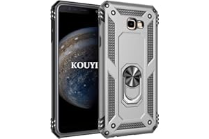KOUYI Funda Samsung Galaxy J4 Plus,Armor Carcasa con 360 Anillo iman Soporte Hard PC y Silicona TPU Bumper antigolpes Fundas Carcasas Case para Samsung Galaxy J4 Plus (Plata)