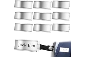 KEUGT 10 Pezzi Targhetta Magnetica per Abbigliamento, Badge Nominativi per Abbigliamento Magnete in Alluminio, Targhetta Portanome Magnetica, Targhette Portanome con Calamita, Oro, 72 * 31MM