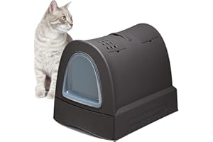 PETGARD Cat Litter Tray with Drawer, Carry Handle, Storage Compartment, Carbon Filter, Black
