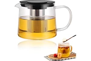 PORFOYO Teiera In Vetro Con Filtro 1500 ML, Teiera In Vetro Borosilicato, teiera Con Infusore, Teieras vetro, Teieras In Vetros Di Alta Qualità Pour Piano cottura in ceramica (21 X 15 X 13 cm)