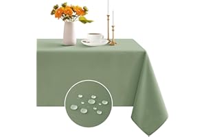 Romanstile Obrus szałwiowy zielony obrus zmywalny prostokątny, zmywalny obrus wodoodporny, obrus na stół na imprezę urodziny piknik grill stół jadalnia dekoracje kuchenne, 140 x 180 cm