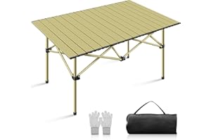 A3A ACADGQ Mesa Plegable Camping, 95x55x50cm Aluminio Mesa Camping, Mesa Plegable Portatil para Balcón, Jardín, Caravana, Picnic, Pesca, Playa
