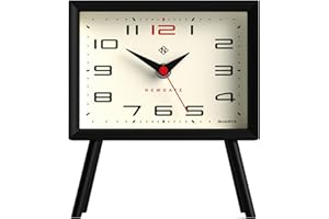 NEWGATE Henry Mantel Clock Black - No-Tick Silent Sweep Movement - Modern Mantelpiece Clock - Small Clock - Clocks For Living Room - Office Clock - Desk Clock - Arabic Dial (Cream)