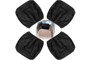 Amfrpar 4 Stück Kopfstützen Bezug Auto Kopfstützenbezug Staubdicht Waschbar Kopfstützenschutz Abdeckung Universal Autositze Kissenbezug für LKW Bus Reisebus (Schwarz)