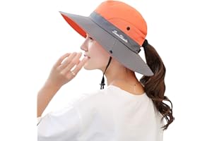 Muryobao Chapeau de Poney pour Femme Protection UV d'été Pliable Large Bord Boonie Chapeaux pour la Plage, Le Safari, la pêche