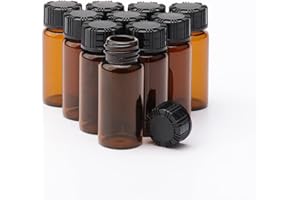 Unxuey Bernsteinfarbene Glasflaschen, ätherische Öle, flüssige Probenentnahmeflaschen mit Schraubverschluss, Fassungsvermögen 10 ml, 10 Stück