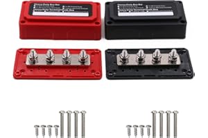 Gloaso Sammelschiene 12V-48V 300A Heavy Duty Busbar mit 4x M8 Stromverteilerblock, DC Batterie Sammelschienen Klemmleisten 300 Amp Bus Bar für Kfz LKW Wohnmobil Solar Boot Marine, 2 Stück