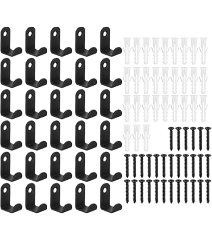 Josmimic handdoekhaken en wandhaken voor garderobe - wandhaken, kledinghaken, sleutelhaken voor tandenborstelbekers, badkamer, toilet, 5 stuks, zwart, met schroeven