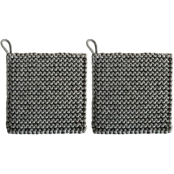 Topflappen Gehäkelt Aus 100% Baumwolle – Ca. 19 X 19 Cm, Farbe Lila, 2er Set