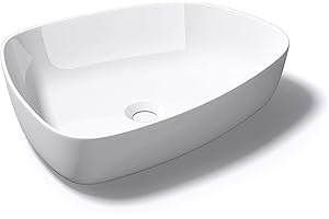 doporro lavabo sobre encimera 51,1x38,7x12 cm diseño Colossum806 lavabo blanco brillante fabricado en fundición mineral