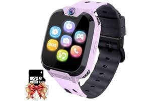 MOWEALLARGE Smartwatch per Bambini con 16 Giochi, Telefono Orologio Smartwatch Bambini con Lettore Musicale, SOS, Fotocamera, Sveglia, Regalo di Compleanno per Ragazzi e Ragazze 4-12 Anni [Scheda SD integrata]