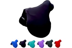 Majestic Ally English Saddle Cover with Adjustable Handle, 4-Way Stretch Spandex/Elastane Fabric, Multiple Colors (Black)