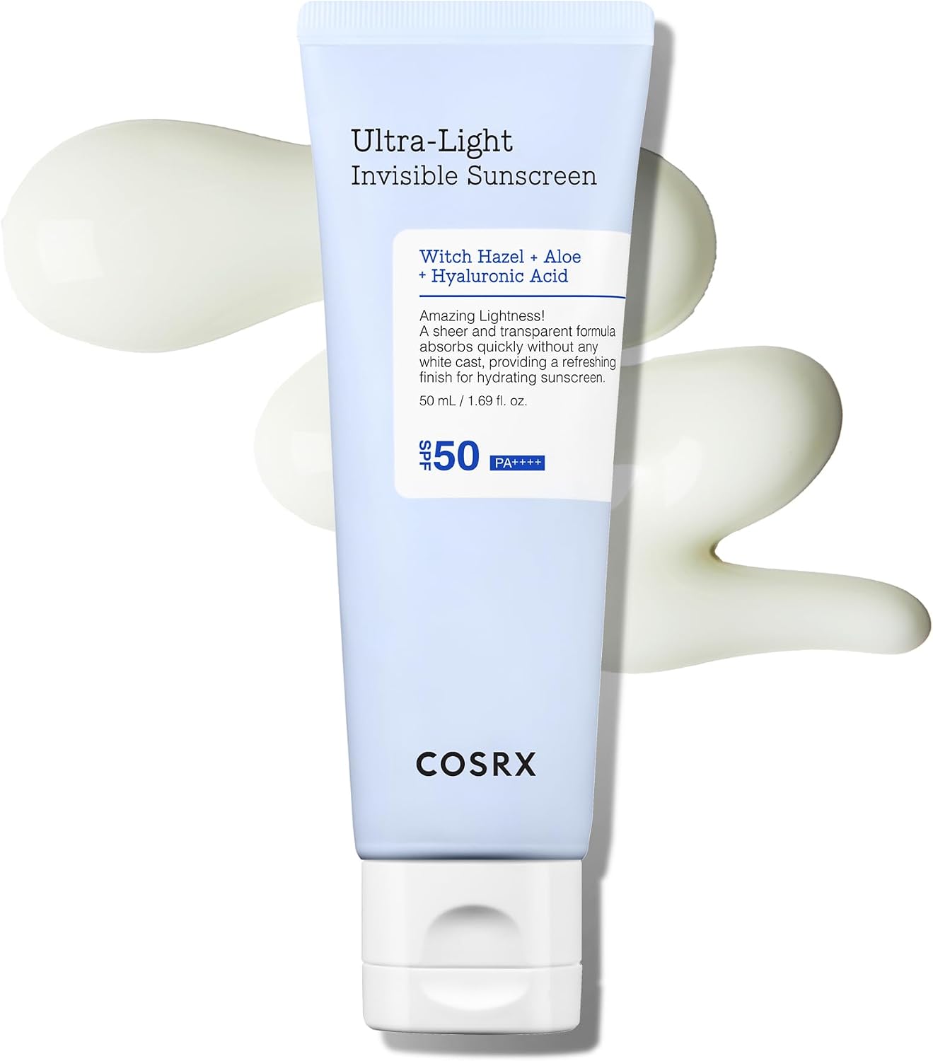 COSRX Ultra-Light Invisible Sunscreen SPF 50 Face Moisturiser, PA++++ Korean Sunscreen, Non Oily Sun Cream, UVA/UVB Protection, Daily Hydrating Sun Lotion, No White Cast 50ml