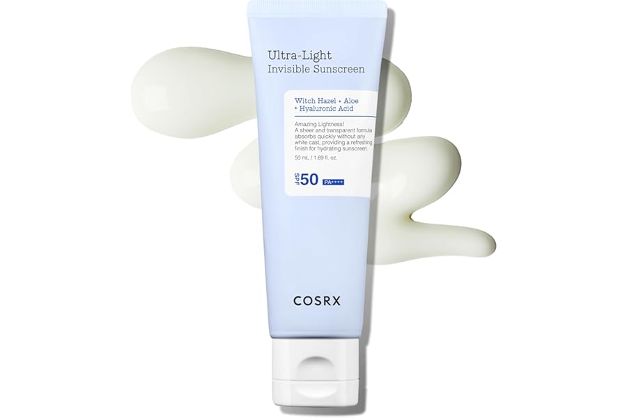 COSRX Ultra-Light Invisible Sunscreen SPF 50 Face Moisturiser, PA++++ Korean Sunscreen, Non Oily Sun Cream, UVA/UVB Protection, Daily Hydrating Sun Lotion, No White Cast 50ml