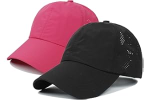 XOPOZON 2PCS Womens Criss Cross Ponytail Baseball Cap, High Messy Bun Ponycap Quick Drying Mesh Outdoor Sports Hat with Ponytail Hole Adjustable Travel Summer Hat for Women Girls