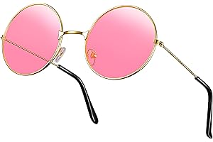 Weewooday Lunettes de Soleil Hippie Rondes Rétro de Fête des Années 70