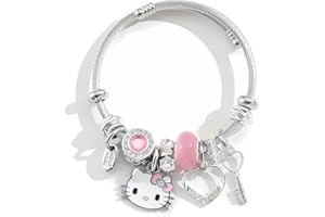 GAUEIOUR Kitty Girl Bracelet réglable en acier inoxydable style chat mignon bracelet d'amitié fille bracelet tendance étudiante cadeau bijoux exquis (rose), Opening, Acier inoxydable