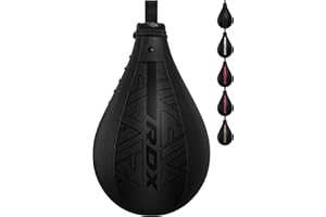 RDX Poire de Vitesse Boxe, Sac de Boxe, Cuir Speed Punching Ball, Plafond Pivotant RotuleD'entraînement Karate Fitness Gym MMA Kickboxing Muay Thai Arts Martiaux Doups de Pied Bag Adulte