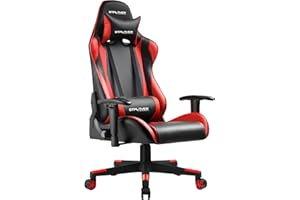 ‎GTPLAYER GTPLAYER Bürostuhl Gaming Stuhl Schreibtischstuhl Drehstuhl Ergonomisches Design mit Kissen und Rückenlehne Scharz-Rot