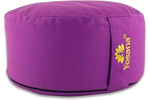 ‎YOSANA Yosana Yogakissen Meditationskissen, rund, mit Bio-Dinkelfüllung aus Deutschland - Yoga Kissen mit 17cm Sitzhöhe & 35cm Durchmesser, Sitzkissen Boden mit waschbarem Biobaumwolle Bezug und Tragegriff