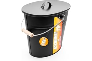 ‎BIGDEAN BigDean Ascheeimer mit Deckel 15 Liter mit Griff Ascheimer Oval