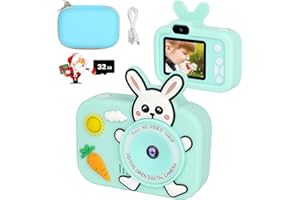 XTOERBUY Kids Camera Little Toys Camera for 3-9 Year Old Girls,BEE&FLOWER Toddler Video Recorder 1080P 2 Inch,Children Digital Camera Birthday for Girls Boys(32G SD Card) (Green)