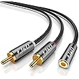 J&D RCA to Aux Adapeter RCA to 3.5mm Female Cable, RCA Cable Gold Plated Copper Shell Heavy Duty 3.5mm Female to 2 RCA Male Stereo Audio Adapter Cable, 1 Feet