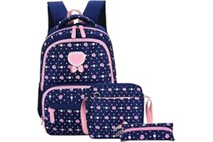 Atarni Cartable Fille Primaire CP Enfant - Sac a Dos Ecole Scolaire CE2 Elementaire Ensemble de 3 Pieces avec Sacs à Lunch et Trousse pour CE1 CM1 CM2 D'école Étudiants