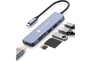 NOVOO USB C Hub, 6 w 1 Wieloportowy USB-C Adapter vers HDMI 4K, Type C PD 100W, czytnik kart SD i Micro-SD i 2 porty USB 3.0, kompatybilny z urządzeniami USB-C dla MacBook Pro Chromebook Pixel