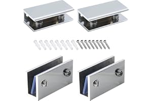 YUAAOH Morsetto Inox 304 Lucido 4 Pezzi per Ripiani in Vetro Doccia, Supporto Fisso 8-12mm per Staffe e Mensola da Bagno