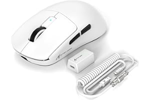 EWEADN x ATTACK SHARK R6 LIGHTSPEED Bezprzewodowa Mysz do Gier, Ultralekka Konstrukcja 39G, HyperSpeed z 8K Hz, Czujnik PAW3950, Nordic52840, 42K DPI do Gier e-Sportowych, Myszy Tri-Mode - Biały