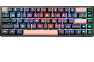 EPOMAKER AKKO 3068B Plus czarno-różowa, 65%, Hot-Swap, 2,4 GHz, Bluetooth, przewodowa, klawiatura mechaniczna z podświetleniem RGB, podwójne nasadki klawiszy PBT dla graczy, Mac, Win