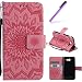 Produktbild Für Samsung Galaxy J3 2017 Hülle Silikon (US Model),Galaxy J3 2017 Hülle (US Model),Galaxy J3 2017 Hülle Schwarz,Galaxy J3 2017 Hülle Flip Case Wallet Leder,EMAXELERS Galaxy J3 2017 Hülle Leder Wallet Handytasche,Galaxy J3 2017 Hülle Elegant Retro Bunte Blumen Für Mädchen Muster PU Leder Ledercase Flip Tasche Wallet Schutzhülle Etui Tasche Handytasche Hülle Mit Standfunktion für Samsung Galaxy J3 2017 (US Model),Pink Left and Right Sunflower