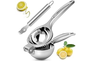 Uaugulft Zitronenpresse mit Zitronenschaber, manuelle Zitronenpresse mit weichem Griff, hohe Beanspruchung, zum Auspressen von Zitrone und Zitrusfrüchten, leicht zu reinigen, 22,6 cm