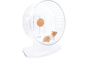 Niteangel Super-leise Hamsterräder - Leise Spinner-Hamsterräder mit verstellbarem Ständer für Zwerghamster, Gerbils, Mäuse oder andere kleine Tiere (XL, Transparent)