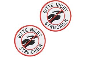 TUYATEZHI Pack of 2 White "Bitte Nicht Petteln" Service Dog Flag Patch Removable Patches with Embroidery Closure Tactical Military Applique for Guide Dogs Harness Vest Service Dogs Medium