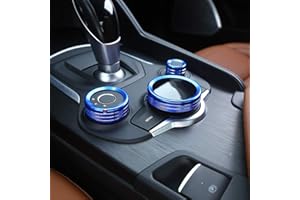 AUTO-SPRO Lega di alluminio Auto Interior Center Console Multimediale Manopola Anello Trim per Romeo Giulia Stelvio 2017-2020 Accessori Auto (Blu, 2017-2019)