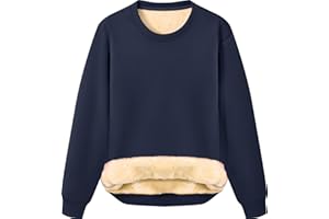 Peakwell Women's Warm Fleece Lined Sweatshirts Jumper Winter Crewneck Sweater Long Sleeve Pullover