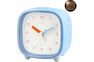 ‎AYYBBOO Ayybboo Wecker Analog Ohne Ticken, Wecker Kinder mit Snooze Licht, Großes Ziffernblatt Quarzwecker, Lernwecker für Jungen Mädchen, Geräuschlos (Blau)
