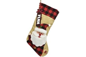 FIVEMILEBRO Personalisiert Weihnachtsstrümpfe mit Namen (selbst beschriftbar, nicht gedruckt) -Großer Nikolausstrumpf als hängende Stockings Deko für Kamin, Weihnachtsbaum & Familienfeier (Weihnachtsmann)