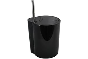 Spirella Szczotka do WC i kosz na śmieci "Moon" 2 w 1 | kosz na kosmetyki o pojemności 6 litrów z pierścieniem do niewidoczne zawieszenia worka na śmieci | 24 x 20,5 x 40 cm | czarny