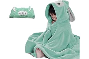 ZEPIQOR Albornoz Bebe Toalla Recien Nacido Capa de Baño Personalizada Terciopelo Grueso 70x140cm Vellón de Coral Suave y Absorbente Regalo Nacimiento Unisex (Verde)