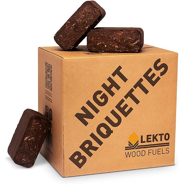 Lekto Woodfuels Night Briquettes - 20kg (20 Briquettes), Up to 8 Hour Slow  Burn | Ideal for Wood Stoves, Log Burners, Sheltered Fire Pits u0026 Chiminea |  Eco Friendly Compressed Wood Fire