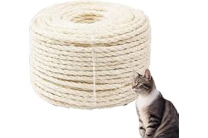 Casgee Sisalseil für Kratzbaum - 8mm x 100m, Natur Sisal Seil für Katzen, Dekoratives Kratzbaum Seil für Häuser