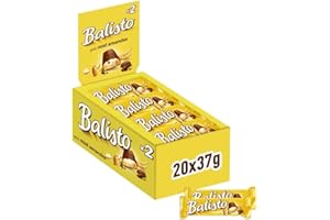 BALISTO - Barre Biscuit Céréales et Chocolat au Lait - 20 x 37g - Goût Miel & Amande - Boite de Barres Chocolatées - Grand Format - 740g