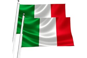 UOQO Lot de 2 grands drapeaux italiens de 9,1 x 1,5 m, drapeaux italiens décoratifs pour célébration du championnat d'Europe de football 2024 et jeux internationaux de Paris pour intérieur et extérieur